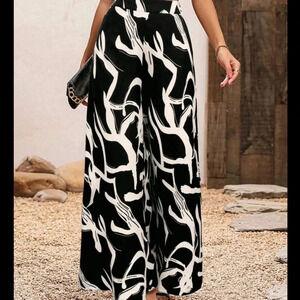Women High Waist Printed Wide-Leg Loose Long Pants